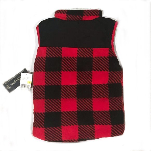 NWT - US Polo Assn. Red Black Plaid Toddler Vest Sz 4 - Picture 3 of 3